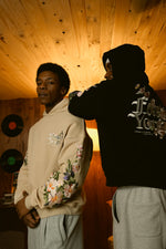 Load image into Gallery viewer, NEW RELEASE  "FOREVER YOUNG" BOXY HOODIES (BEIGE/BLACK)
